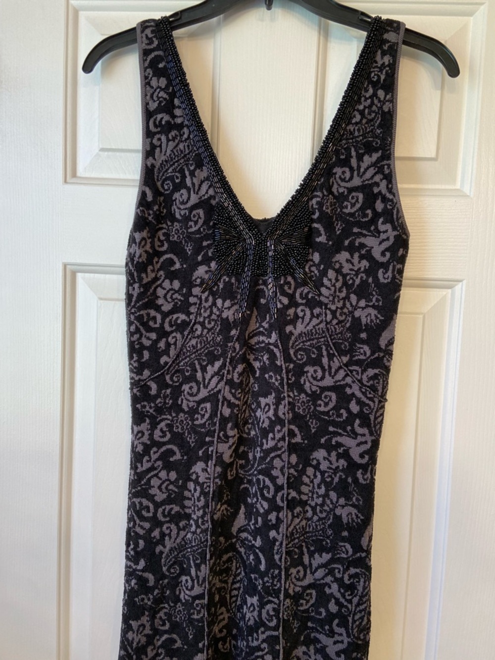 Free People Black and Grey Starstruck Woven Beaded Bodycon Dress Sz Medium - Picture 4 of 15